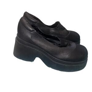 UNIF Womens Leather Black Shoes Size 11 Flex BRAT PLATFORMS 90's GOTH Chunky Y2K